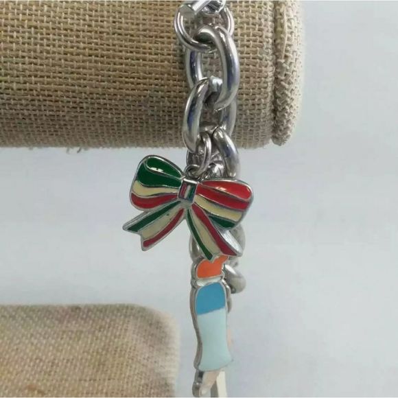 🎀Clearance🎀 VINTAGE MOSCHINO Signed silver charm bracelet 8.7" - Picture 7 of 12